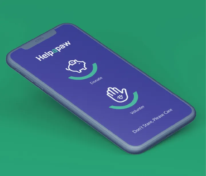 Help-paw app on a phone