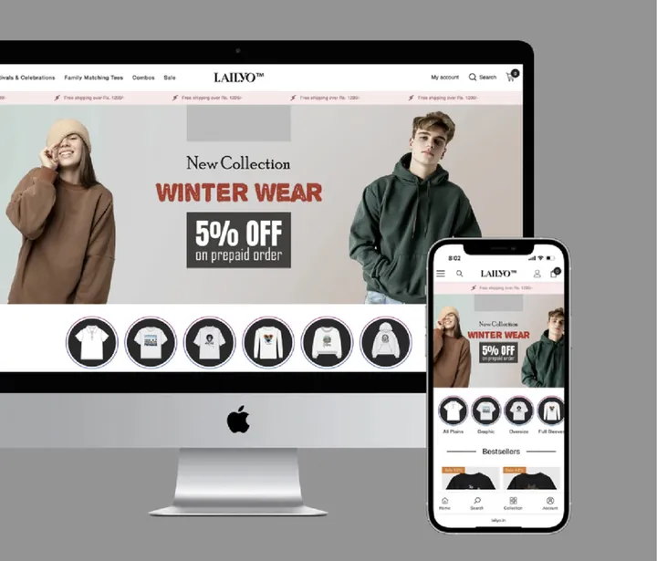 Laily0 clothing store website on desktop and phone