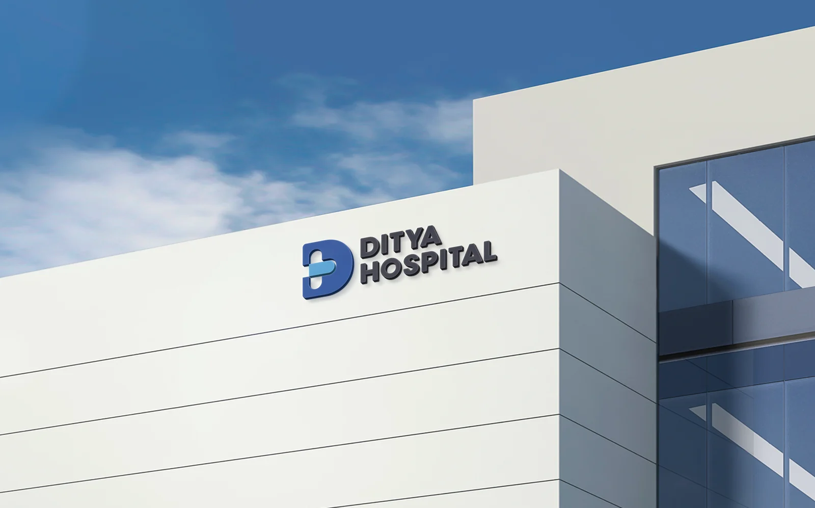 Ditya Hospital logo on the hospital building
