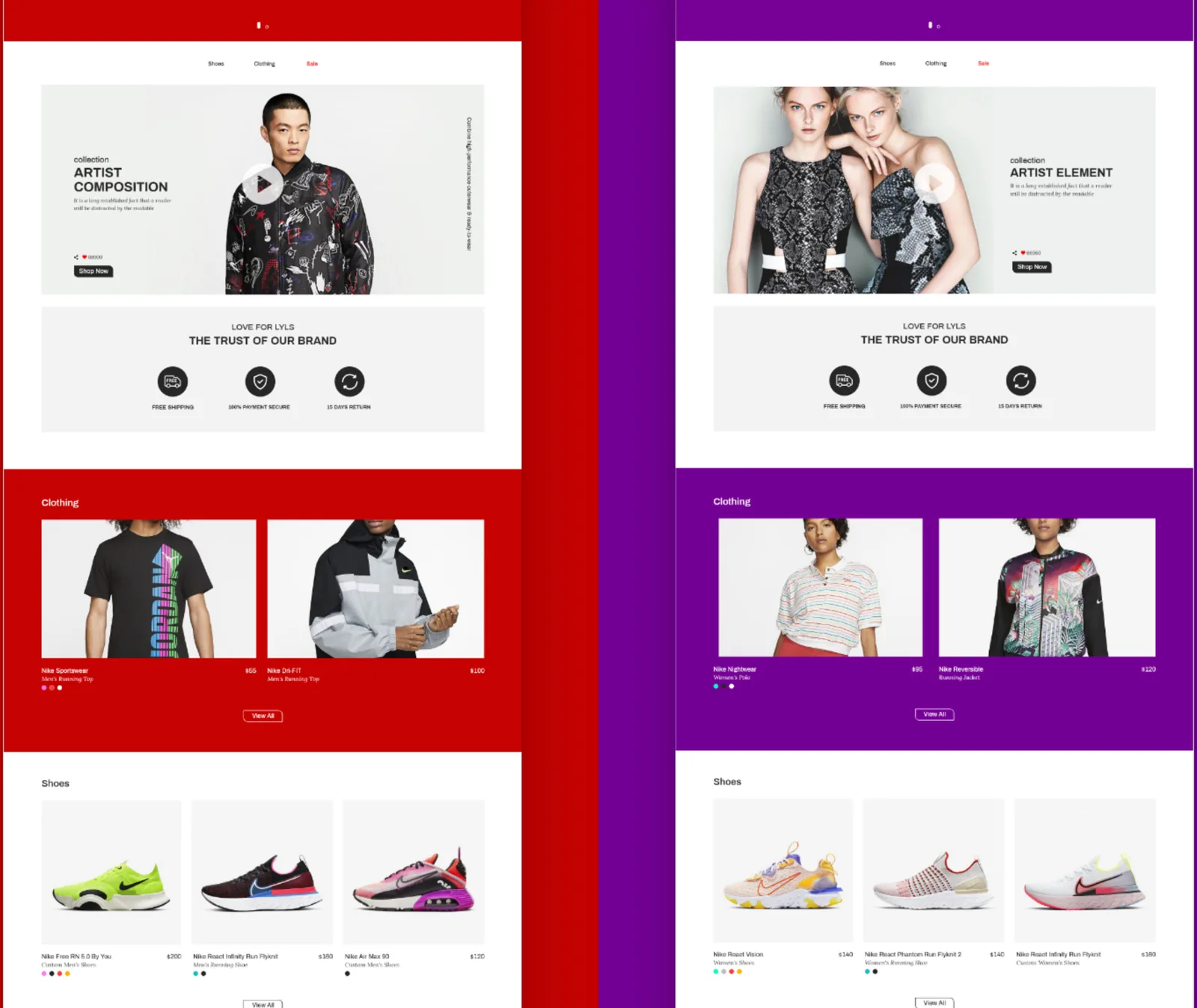 Women's collection page