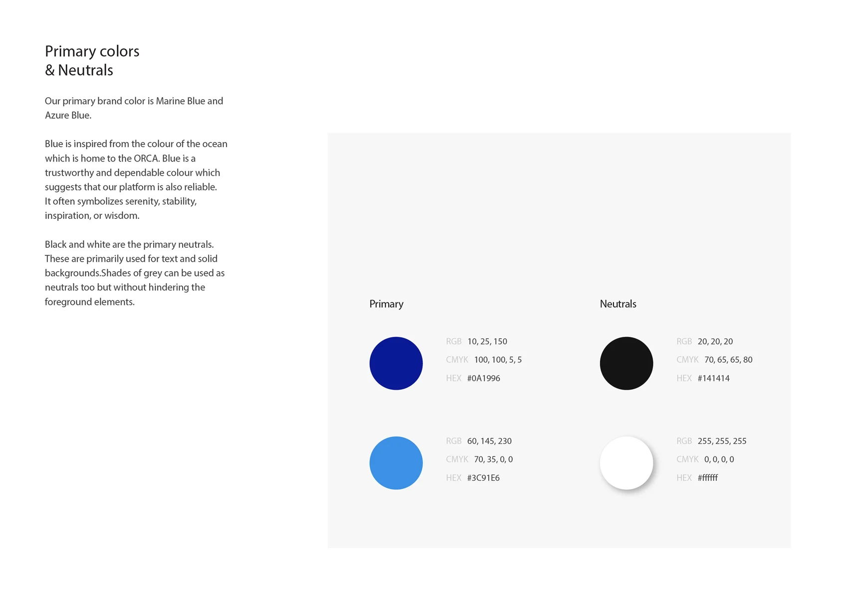Primary colours and neutrals