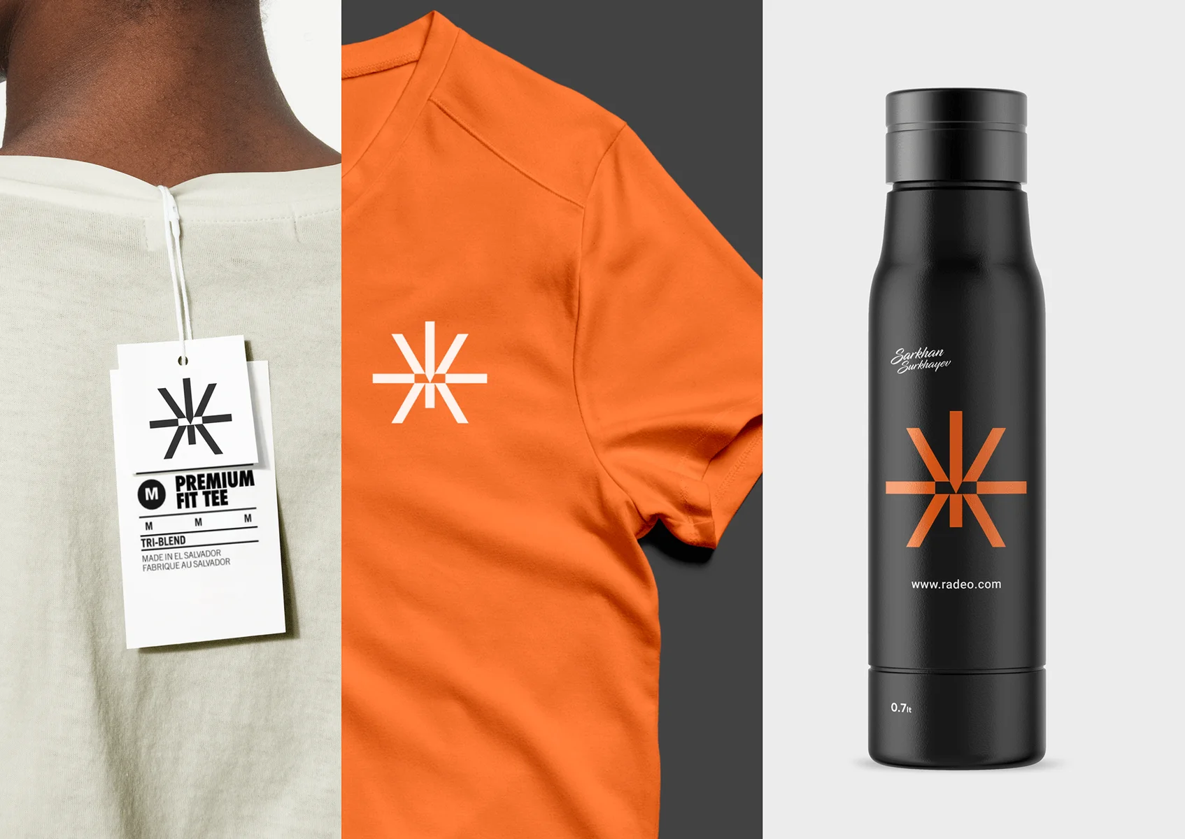 Swing tag, T-shirt and bottle