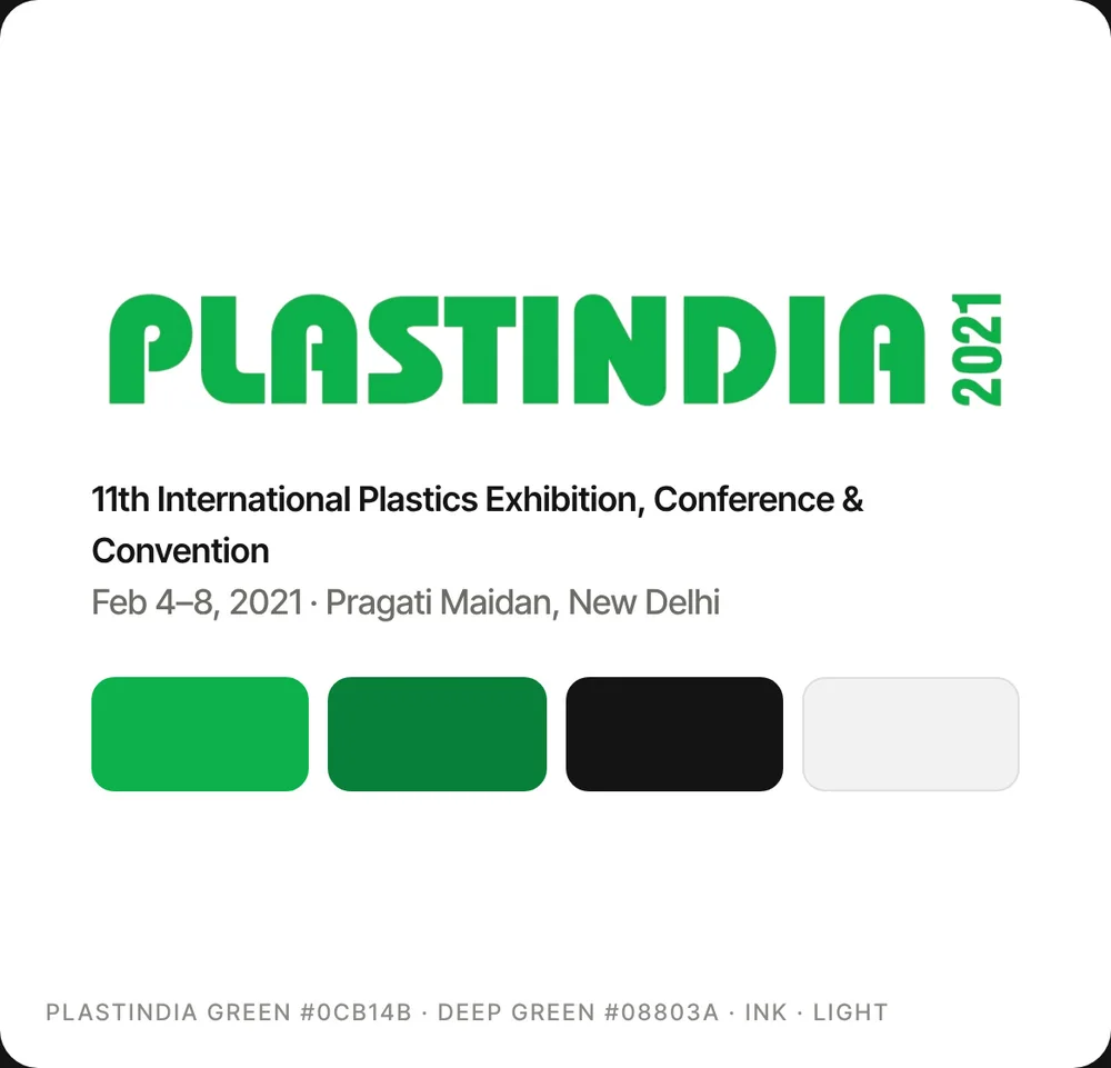 Plastindia 2021 logo and palette