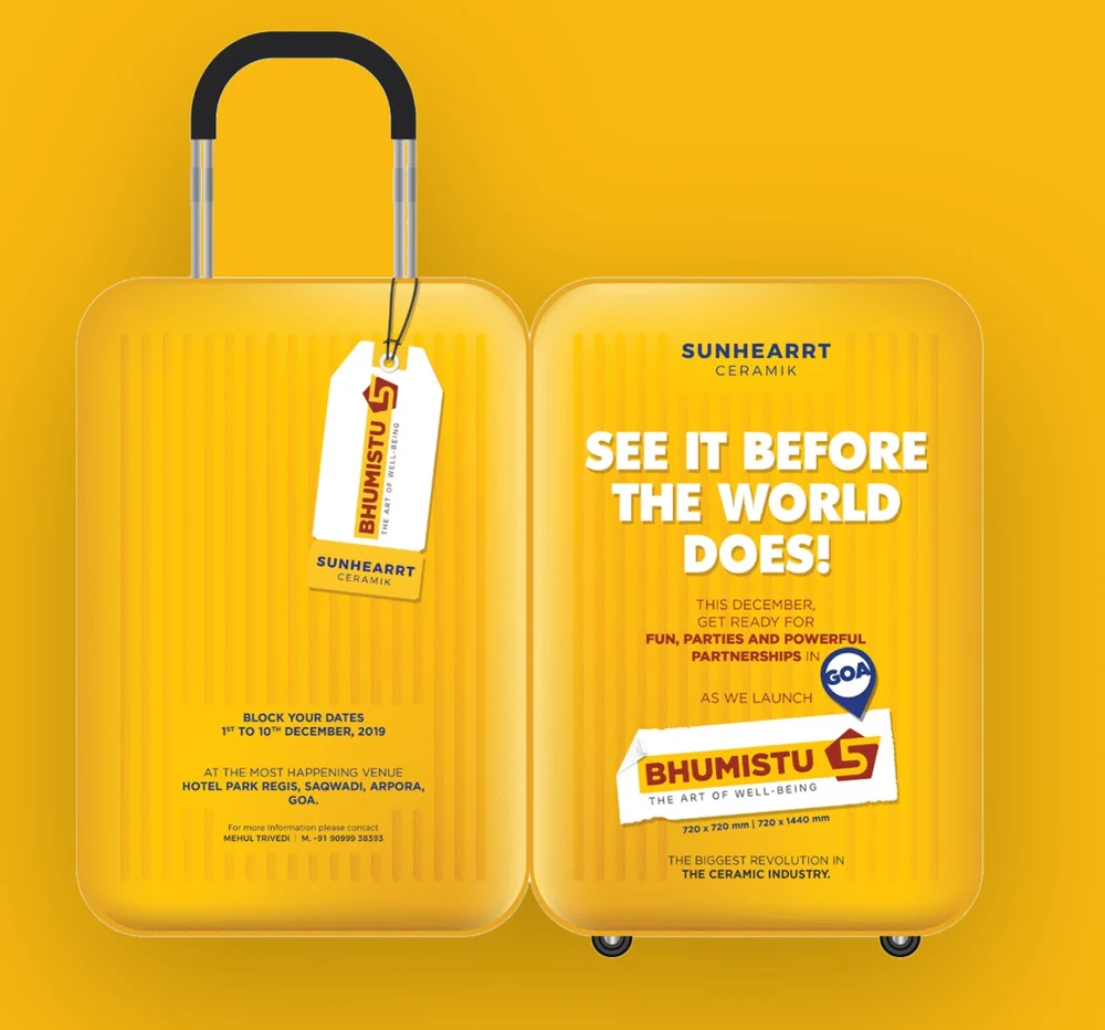 Suitcase invitation with luggage tag