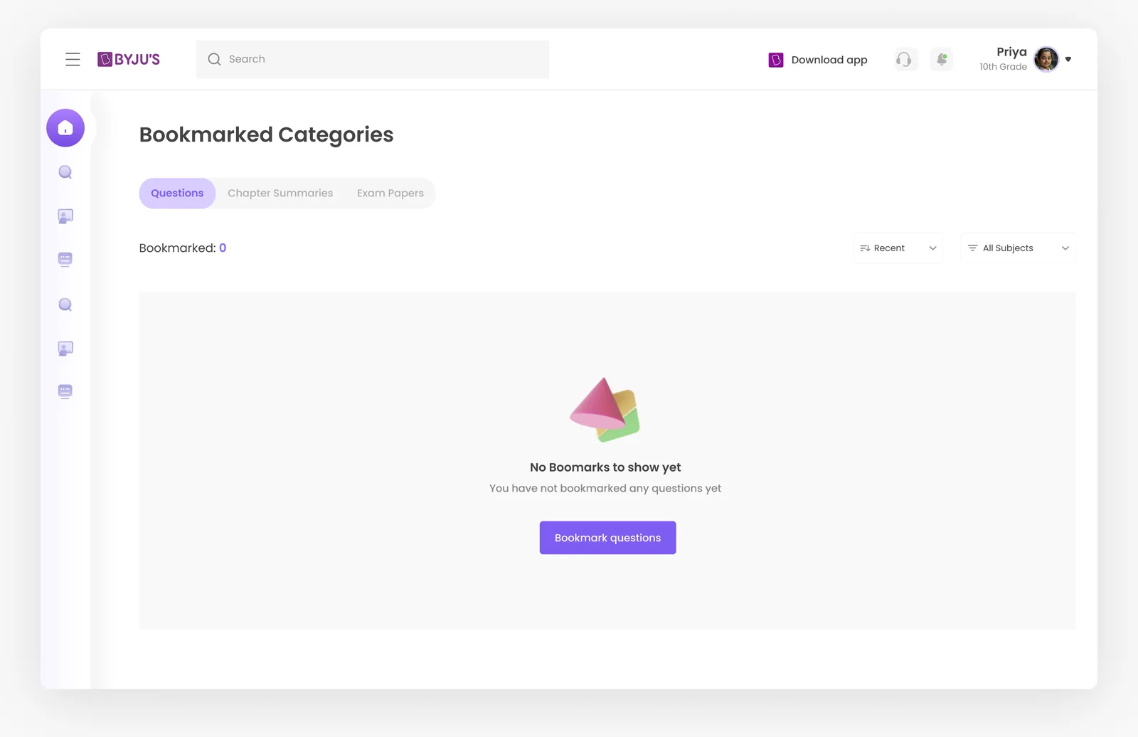 Empty state screen