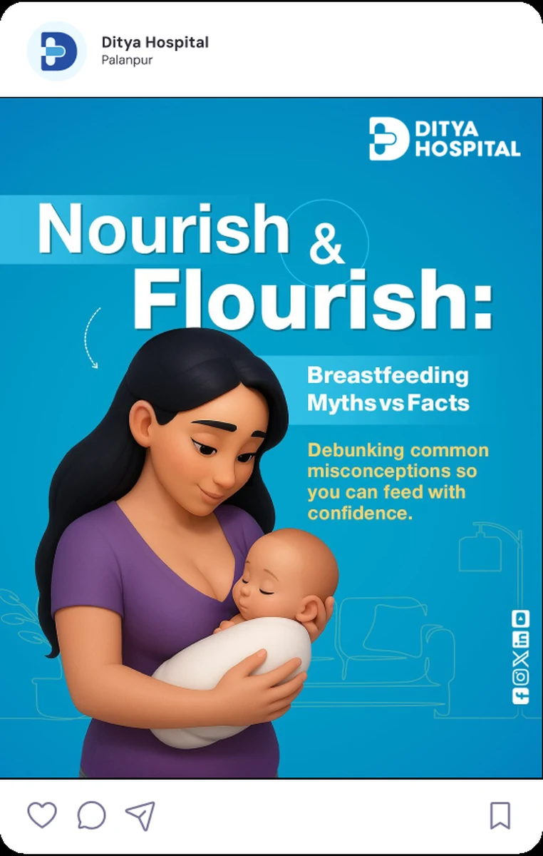 Breastfeeding myths and facts post in an Instagram mock-up