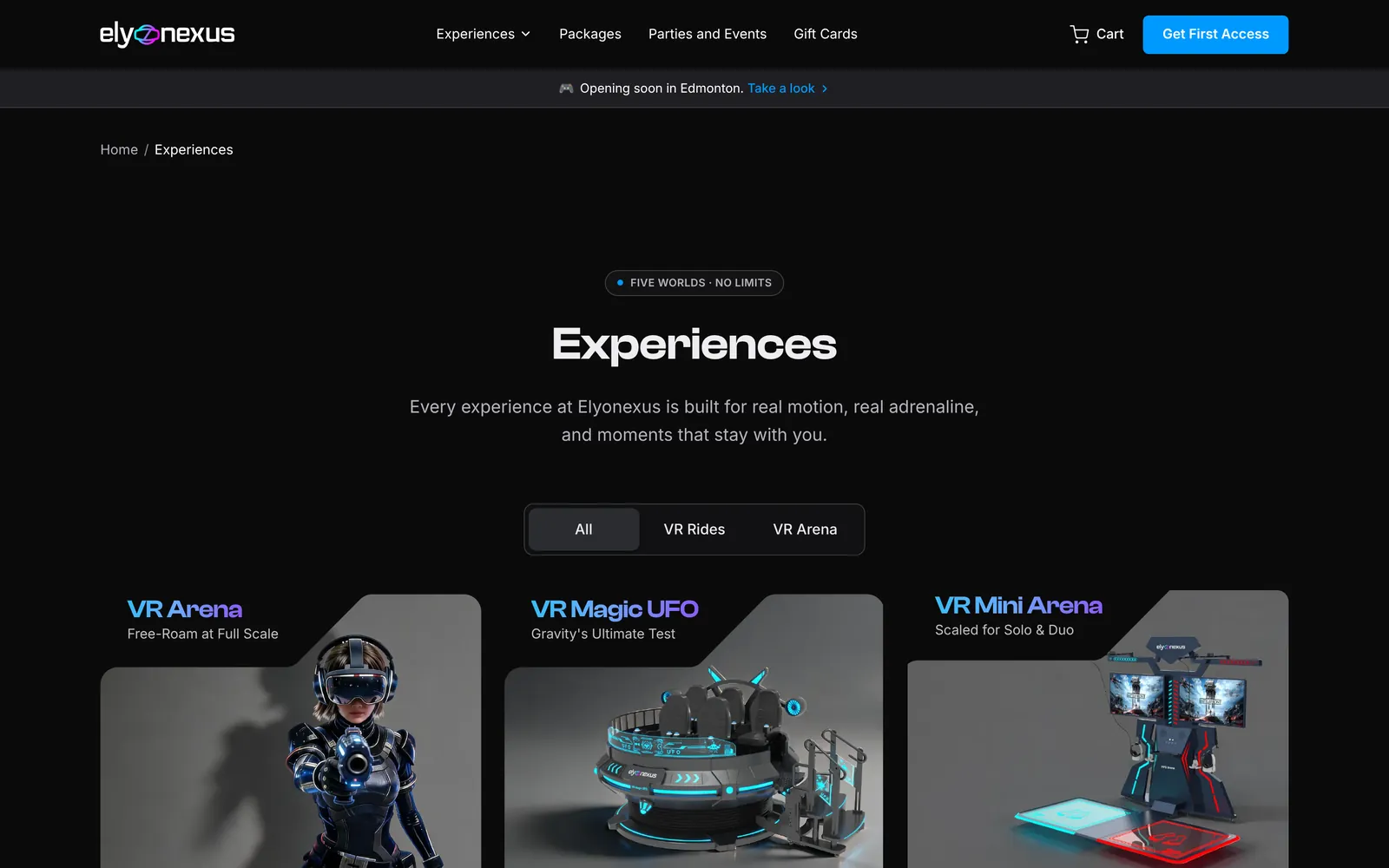 All experiences page