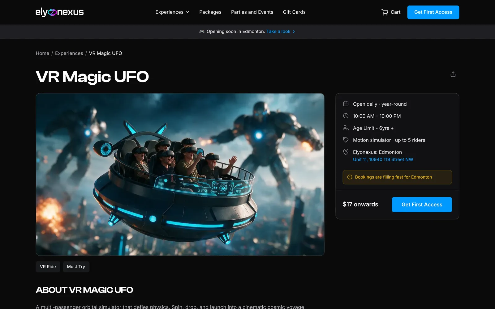 VR Magic UFO page
