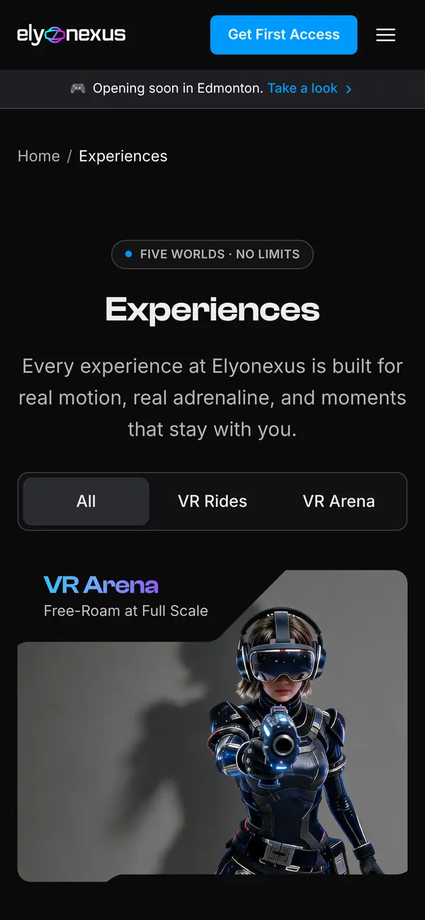Mobile experiences page