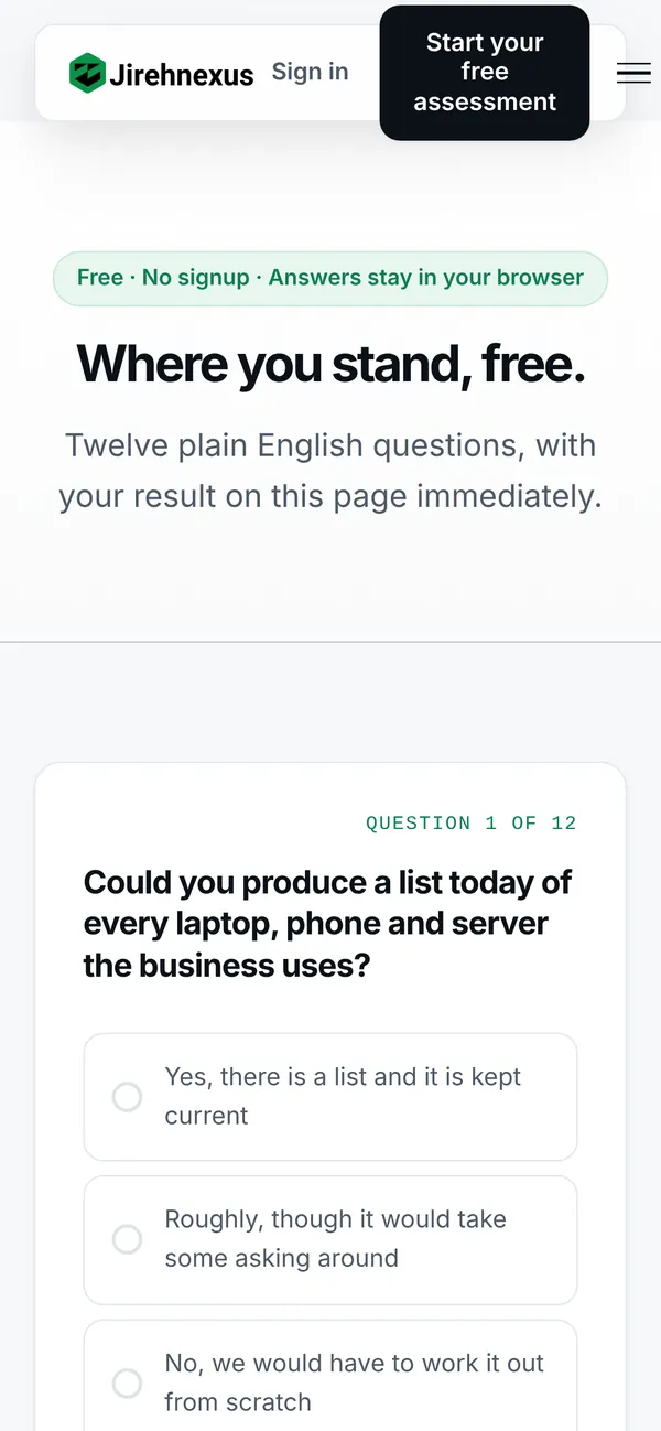 Free assessment on mobile