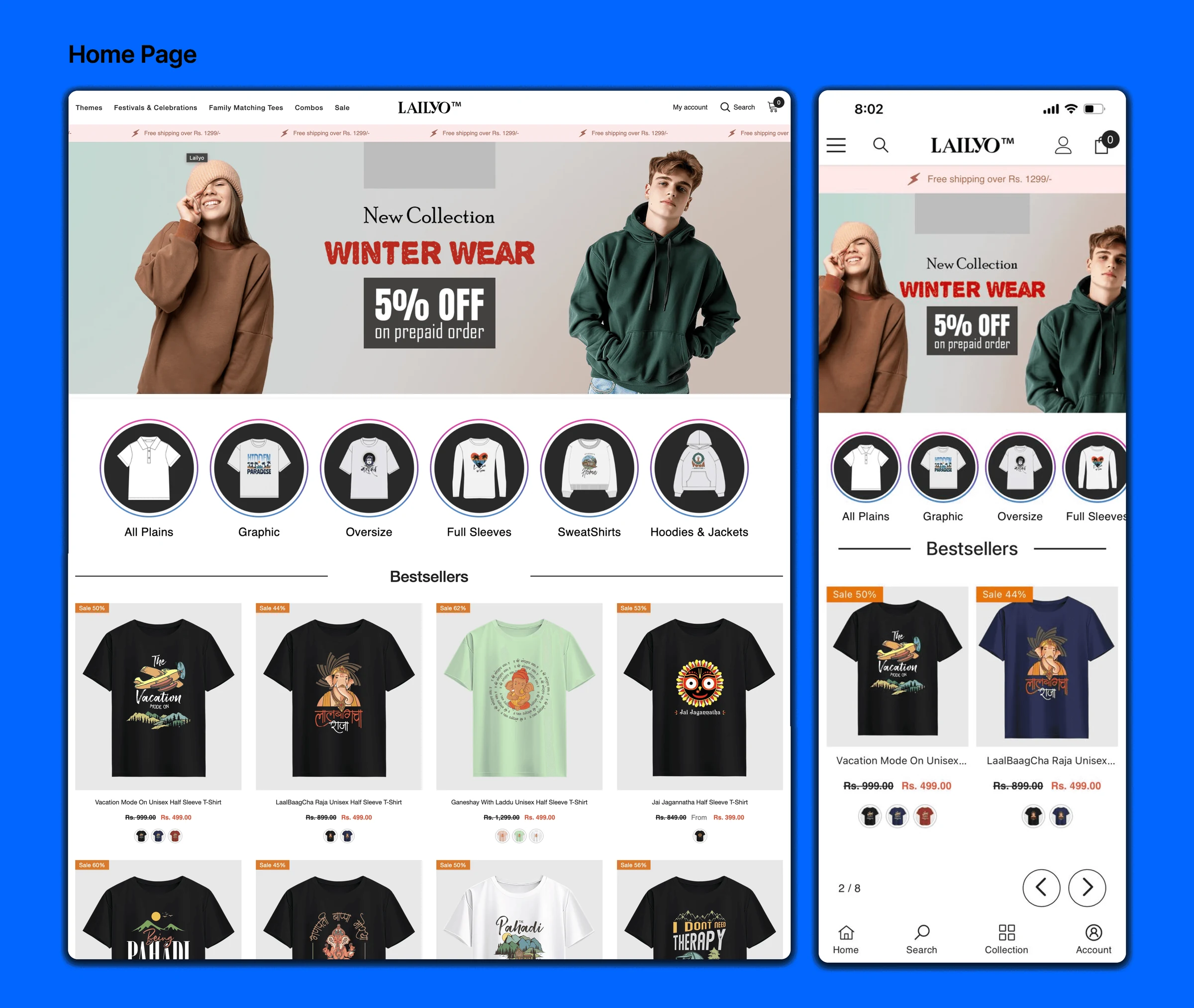Size chart and offers