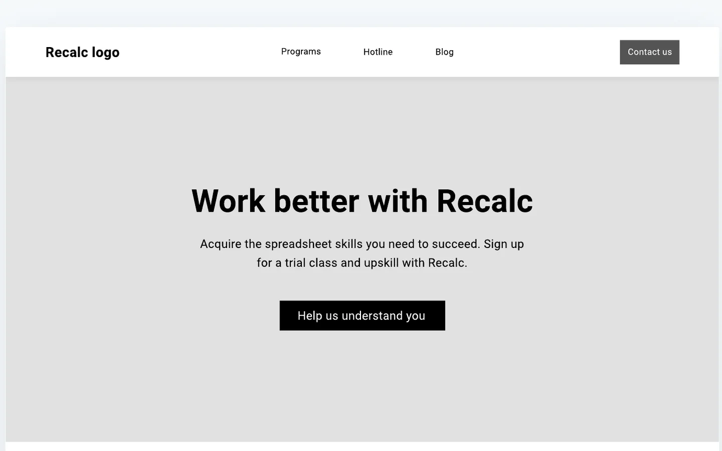 Homepage hero wireframe