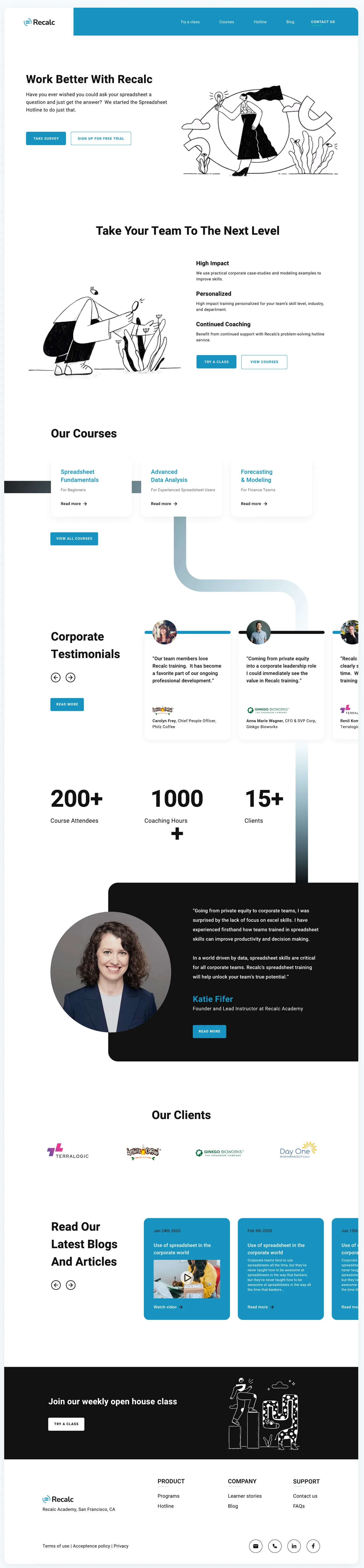 Full Recalc homepage design