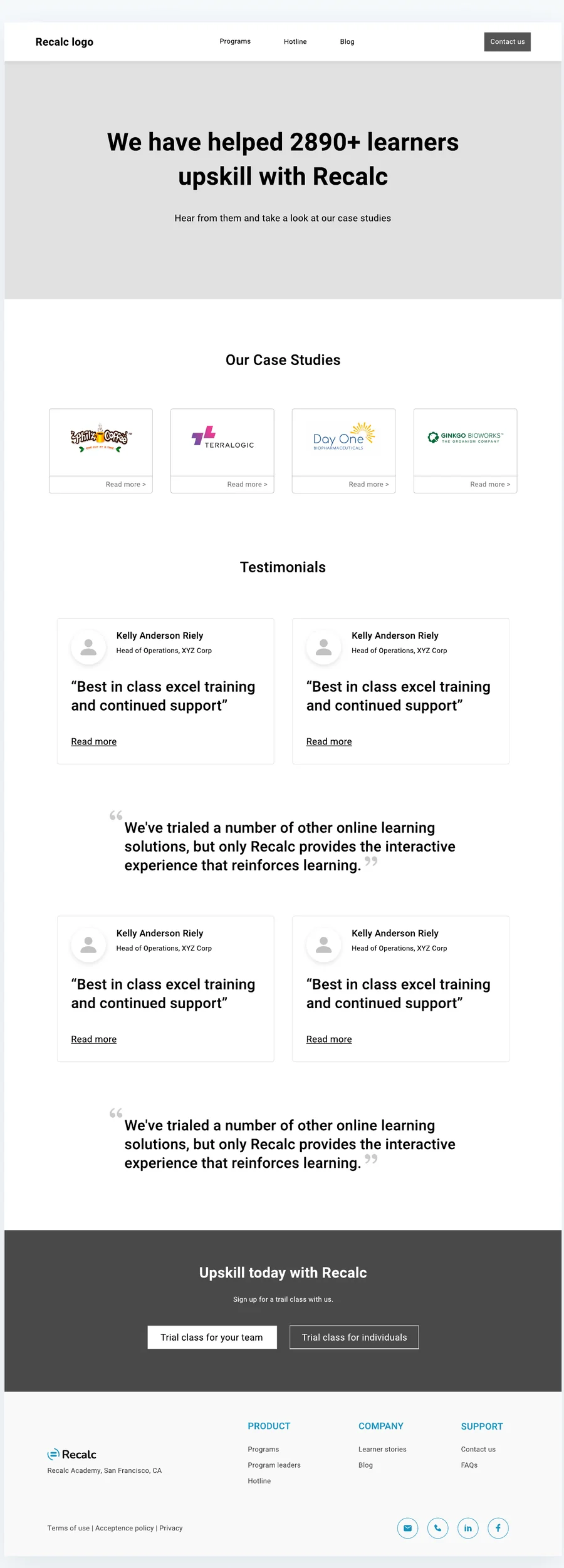 Case studies wireframe